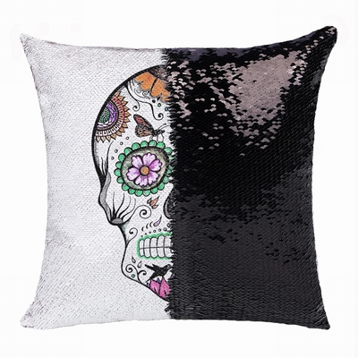 Skull Personalized Photo Present Brand New Sequin Pillow