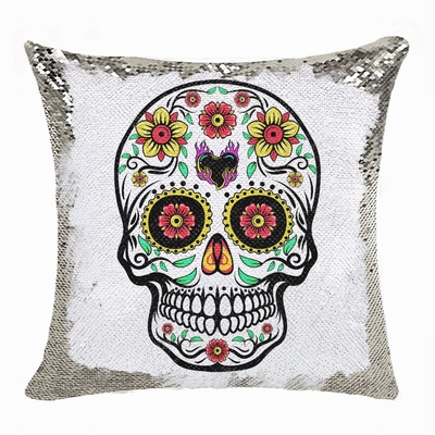 Skull Sequin Cushion Cover Perfect Personalized Present