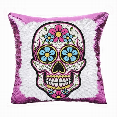 Skull Sequin Pillow Cool Personalized Present For Friends