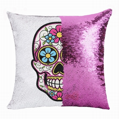 Skull Sequin Pillow Cool Personalized Present For Friends