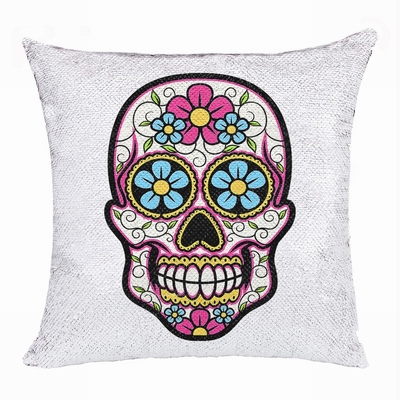 Skull Sequin Pillow Cool Personalized Present For Friends