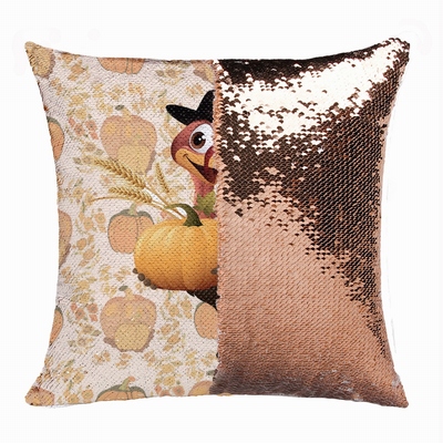 Thanksgiving Attactive Gift Pumpskin Trukey Sequin Pillow