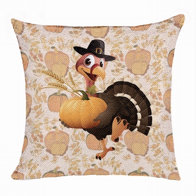 Thanksgiving Attactive Gift Pumpskin Trukey Sequin Pillow