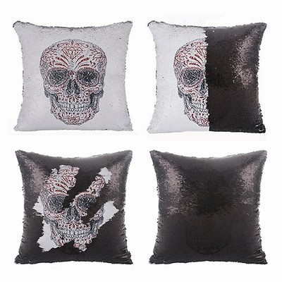 Sequin Cushion Cover Skull Halloween Gift