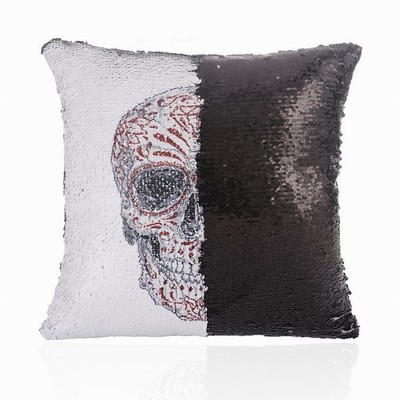 Sequin Cushion Cover Skull Halloween Gift