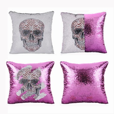 Skull Design Sequin Pillow Perfect Gift Wholesale