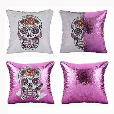 Skull Shaped Sequin Magic Pillow Festival Gift