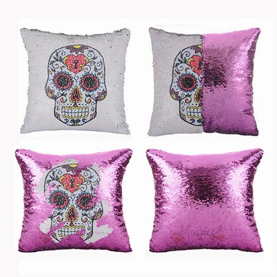 Brand New Sequin Magic Pillow Skull Fest Gift