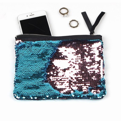 Cute Sequin Makeup Bag Light Blue Wine Special offer