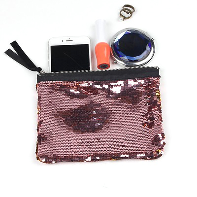 Wholesale Glitter Large Sequin Pouch Wine Gold