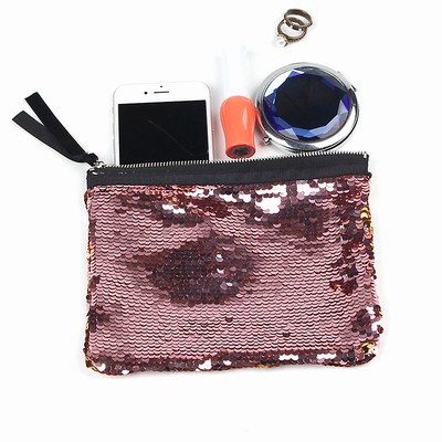 Wholesale Glitter Large Sequin Pouch Wine Gold