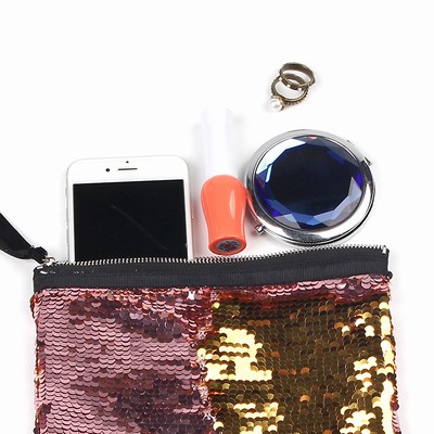 Wholesale Glitter Large Sequin Pouch Wine Gold