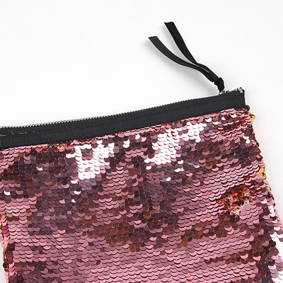Wholesale Glitter Large Sequin Pouch Wine Gold