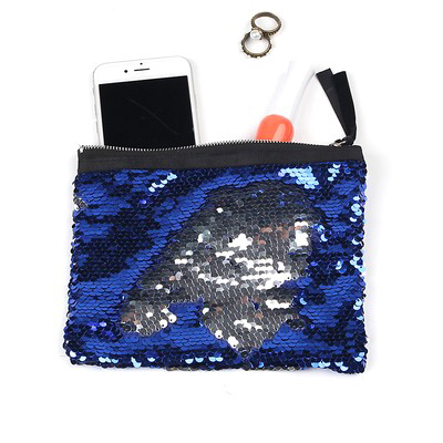 New Sequin Cosmetic Bag Online Wholesale Blue Silver