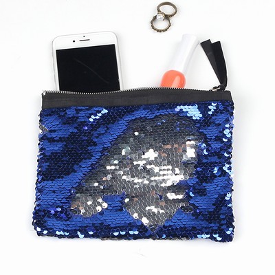 New Sequin Cosmetic Bag Online Wholesale Blue Silver