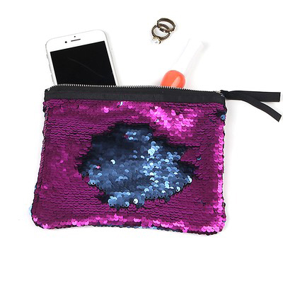 Fashion Sequin Clutch Bag Women Matte Purple Blue