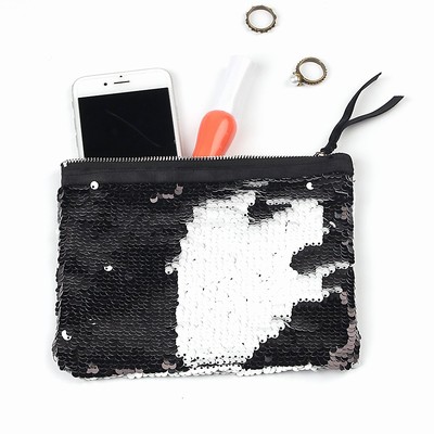 Glitter Sequin Pouch Travel Kits Black White