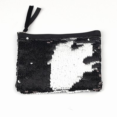 Glitter Sequin Pouch Travel Kits Black White