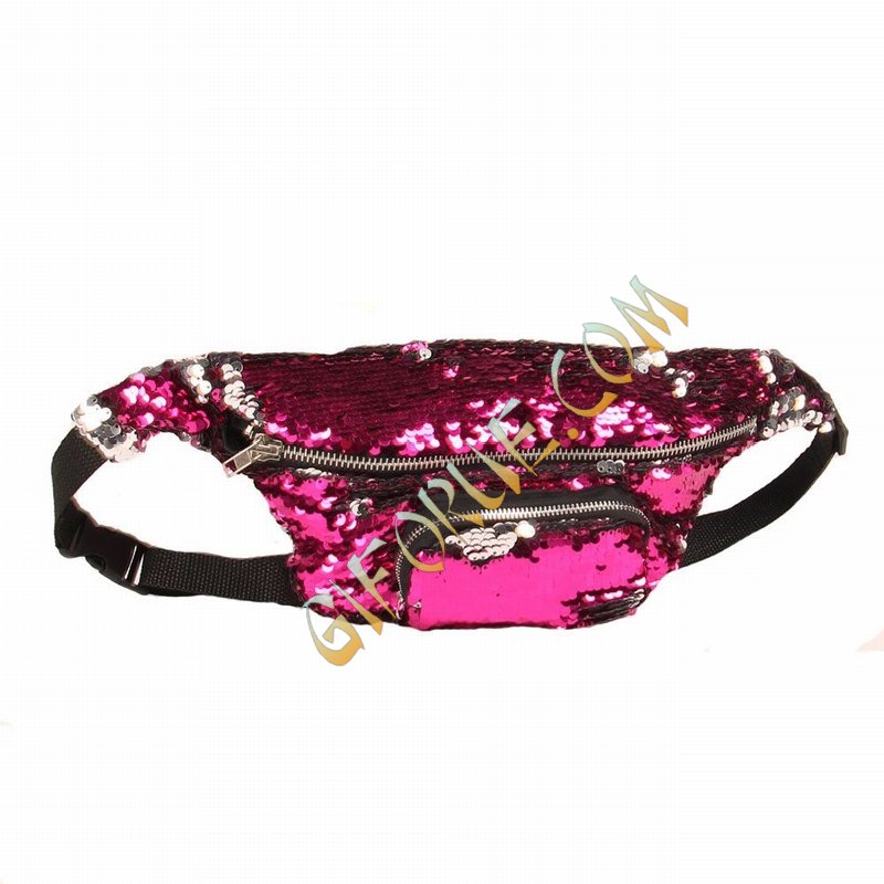 Popular Sequin Waist Pack In Bulk Women Gift Pink Silver - Click Image to Close