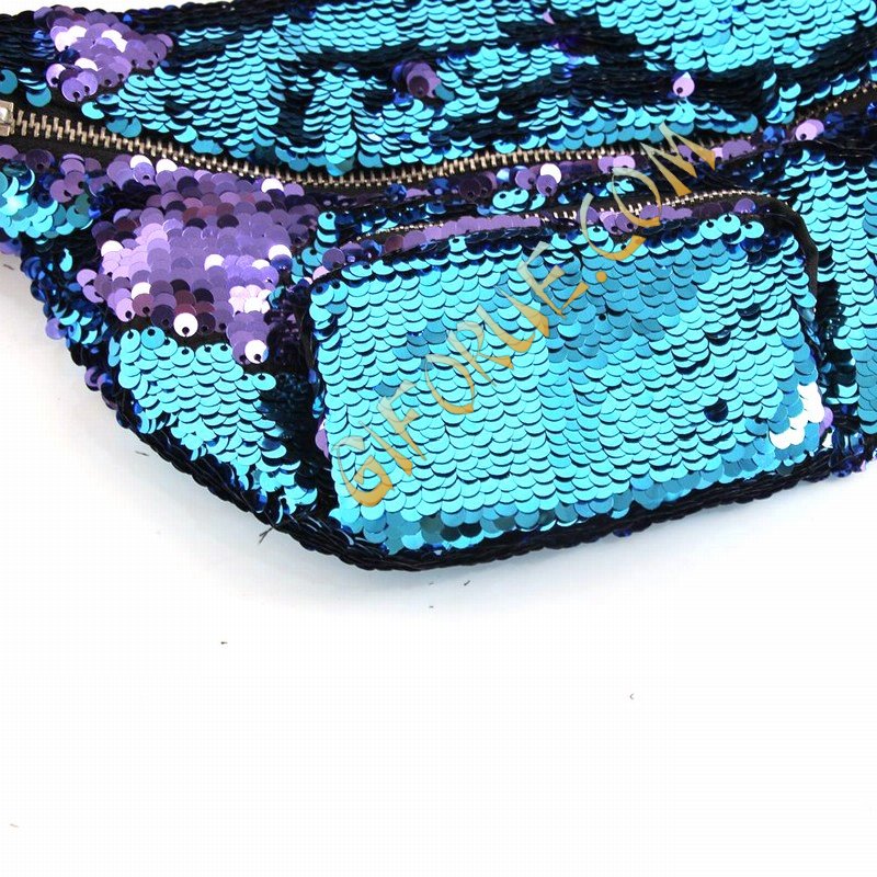 Sequin Belly Bag Cool Gift Unusual Light Blue Purple - Click Image to Close