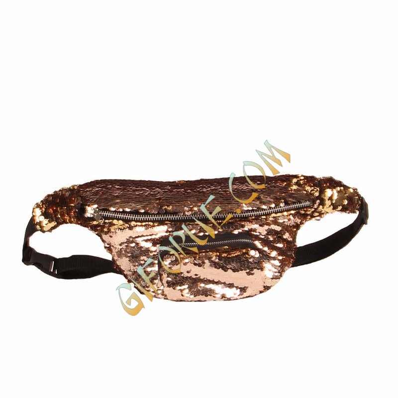 Pop Sequin Women Belt Pack Crossbody Bag Gold Rose Gold - Click Image to Close