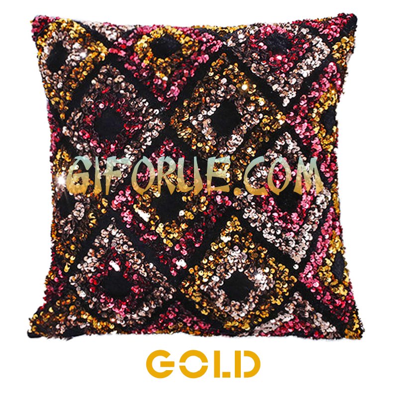 Noble Diamond Pattern Crystal Sequin Pillow Cushion Cover - Click Image to Close