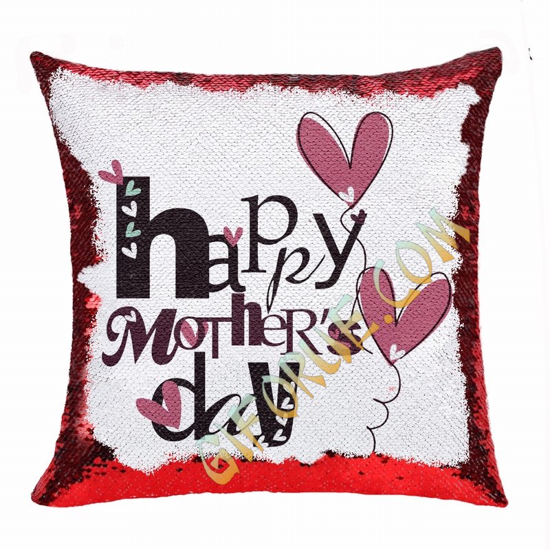 Mother Day Gift Personalised Sequin Cushion Cover Producer - Click Image to Close