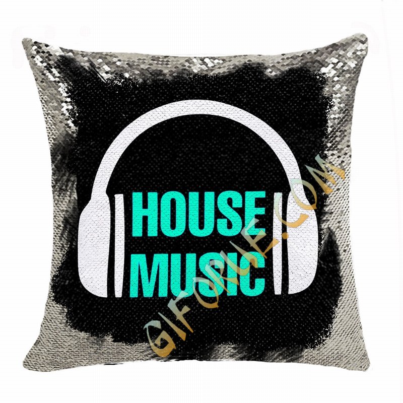 Fashion Picture Gift House Music Personalized Sequin Pillow - Click Image to Close