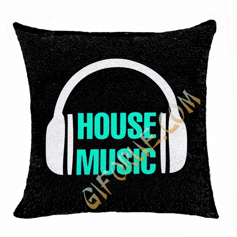 Fashion Picture Gift House Music Personalized Sequin Pillow - Click Image to Close