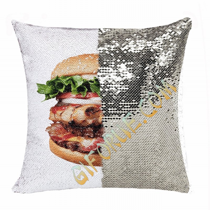 Funny Food Gift Personalised Image Reversible Sequin Pillow - Click Image to Close