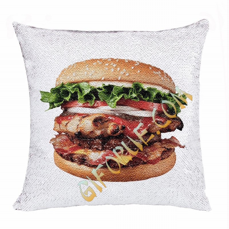 Funny Food Gift Personalised Image Reversible Sequin Pillow - Click Image to Close