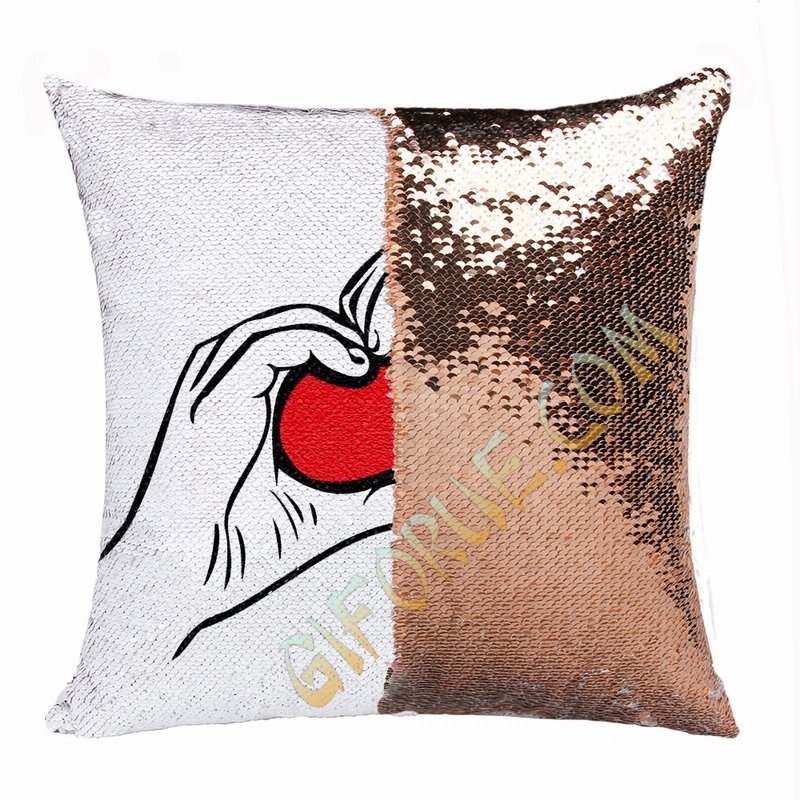 Handmade Sequin Pillow Personalised Photo Gift Love - Click Image to Close