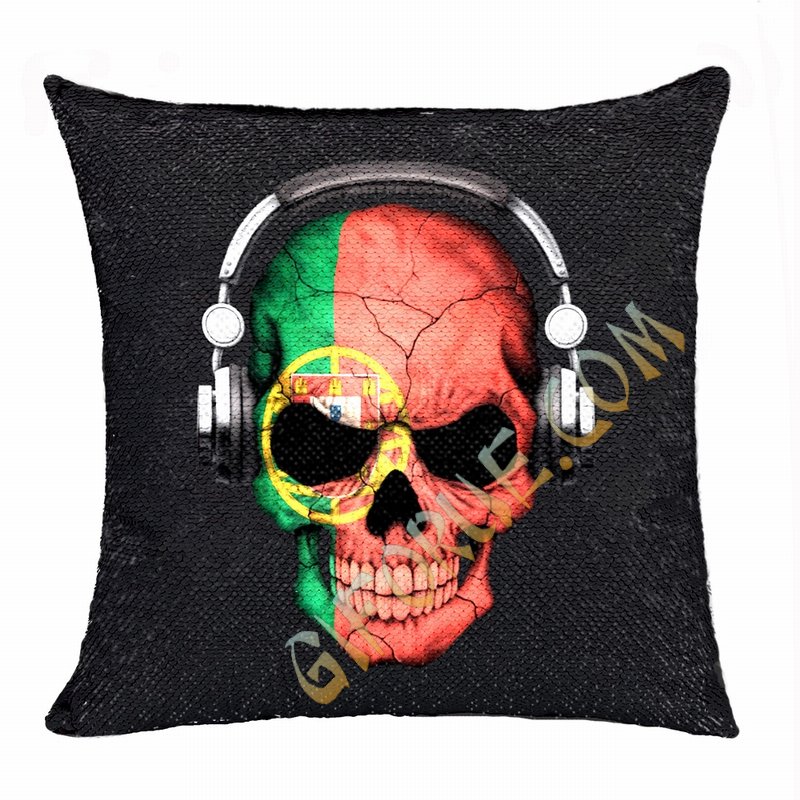 New Design Bulk Reversible Sequin Pillow Headset Skull Photo Gift - Click Image to Close