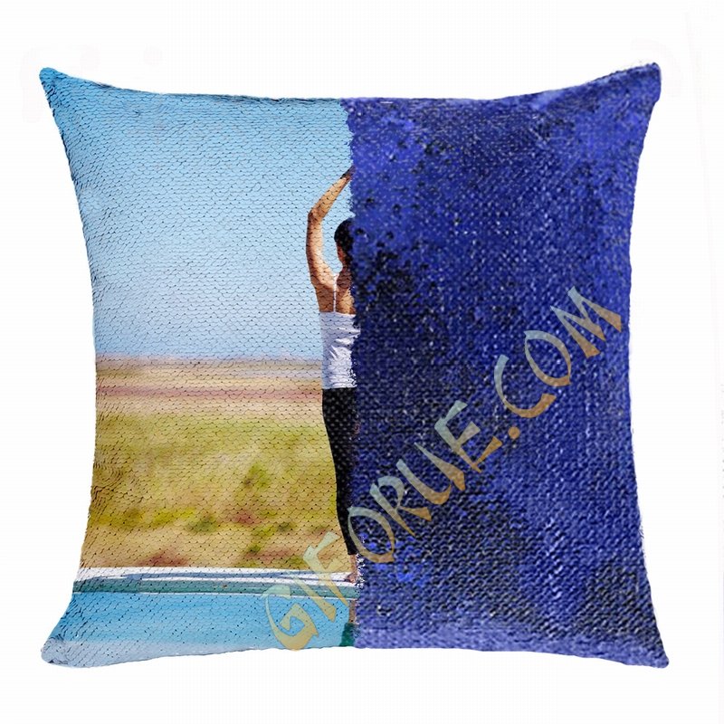 Special Photo Yoga Gift Shining Personalized Flip Sequin Pillow - Click Image to Close