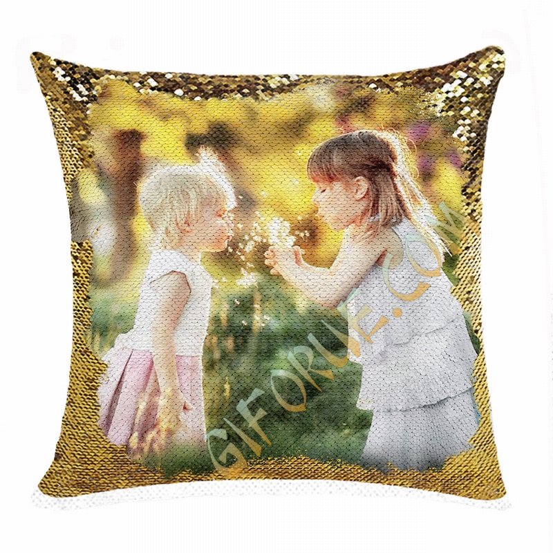 Special Wish Gift Personalized Photo Sequin Pillow Sister - Click Image to Close