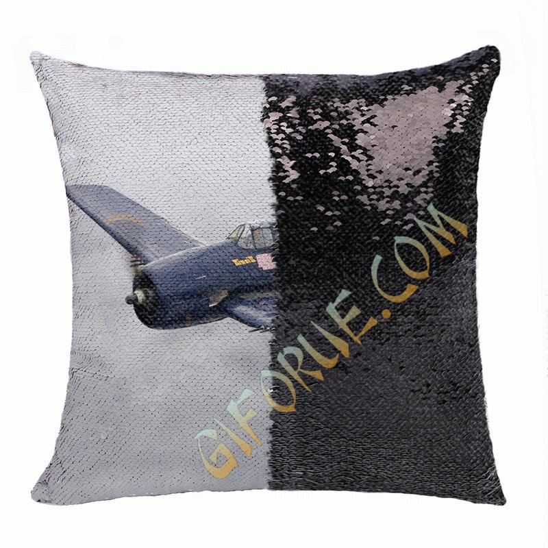 Wonderful Personalised Airplane Photo Sequin Pillow Aircraft - Click Image to Close