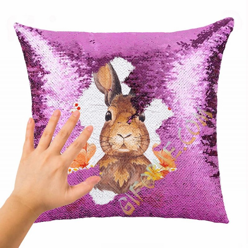 Sequin Magic Pillow For Resale Bunny Flower Crown - Click Image to Close