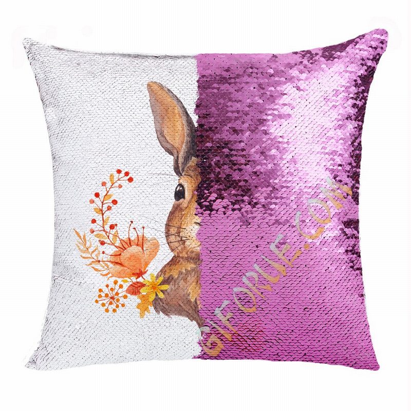 Sequin Magic Pillow For Resale Bunny Flower Crown - Click Image to Close