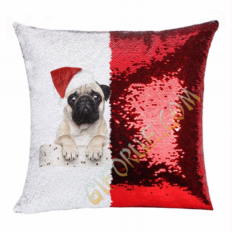 Christmas Clever Photo Gift Reversible Sequin Pillow - Click Image to Close