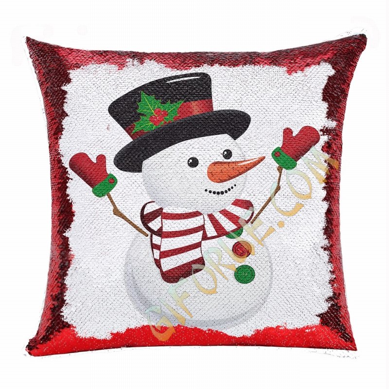 Christmas Cretive Custom Gift Flip Sequin Pillow Snowman - Click Image to Close