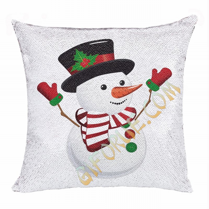 Christmas Cretive Custom Gift Flip Sequin Pillow Snowman - Click Image to Close