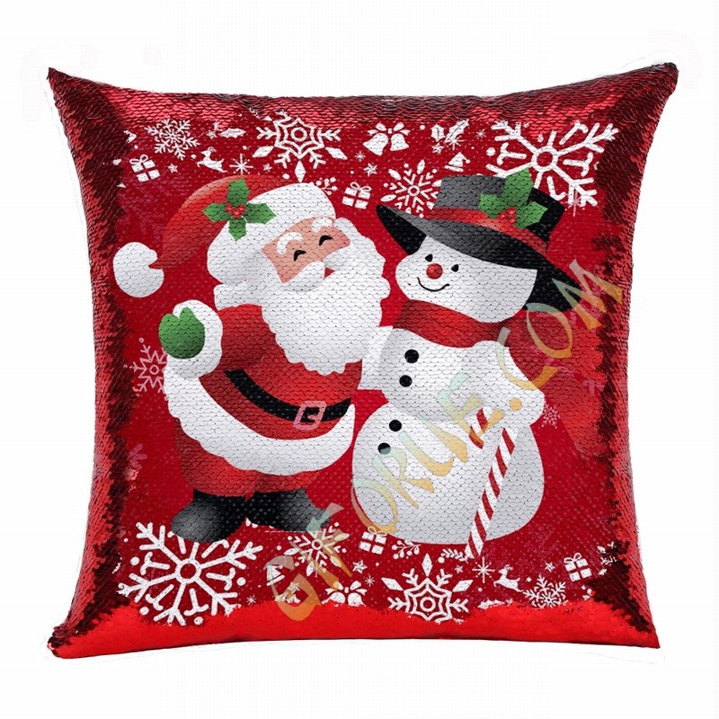 Christmas Snow Man Flip Sequin Pillow Photo Uncommon Gift - Click Image to Close