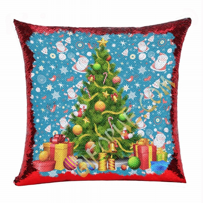Christmas Tree Personalized Awesome Photo Gift Sequin Pillow - Click Image to Close