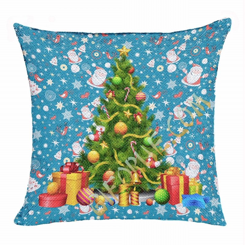 Christmas Tree Personalized Awesome Photo Gift Sequin Pillow - Click Image to Close