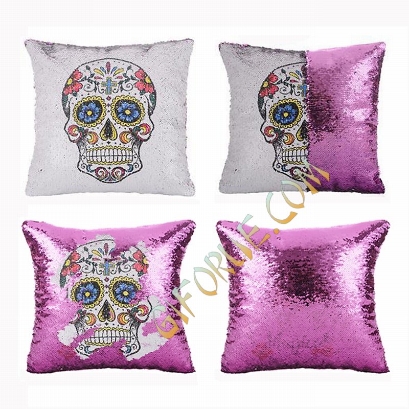 Sequin Cushion Cover Sugar Skull Pillow Manufacturer - Click Image to Close