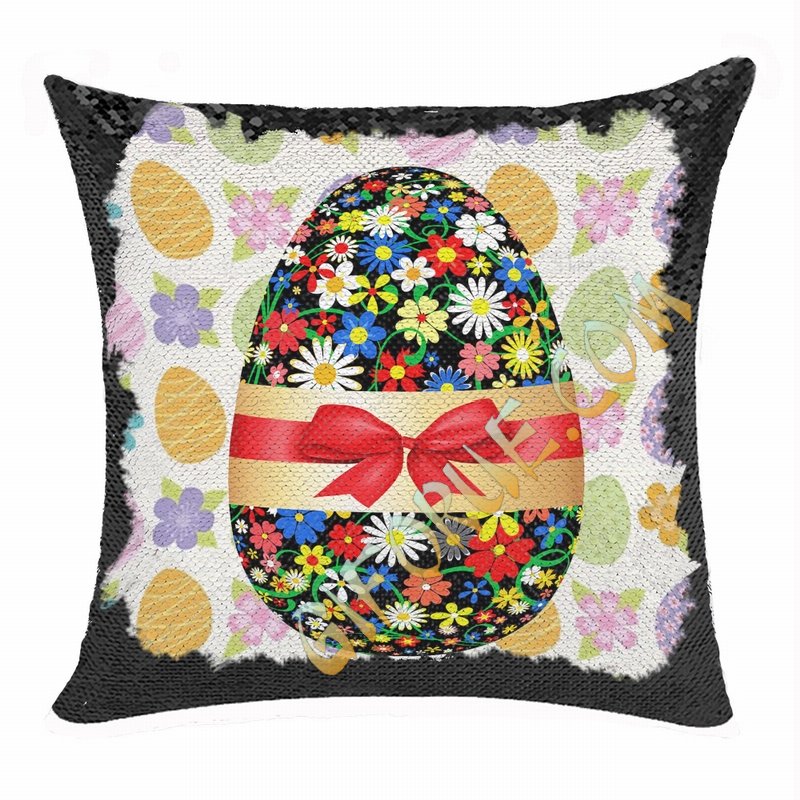 Easter Egg Custom Present For Children Flip Sequin Pillow - Click Image to Close