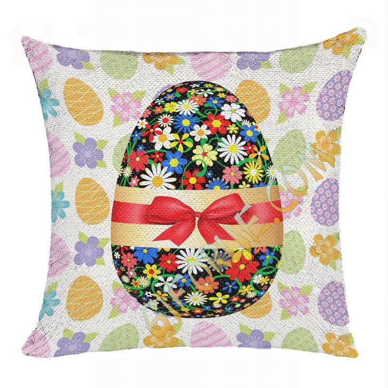 Easter Egg Custom Present For Children Flip Sequin Pillow - Click Image to Close