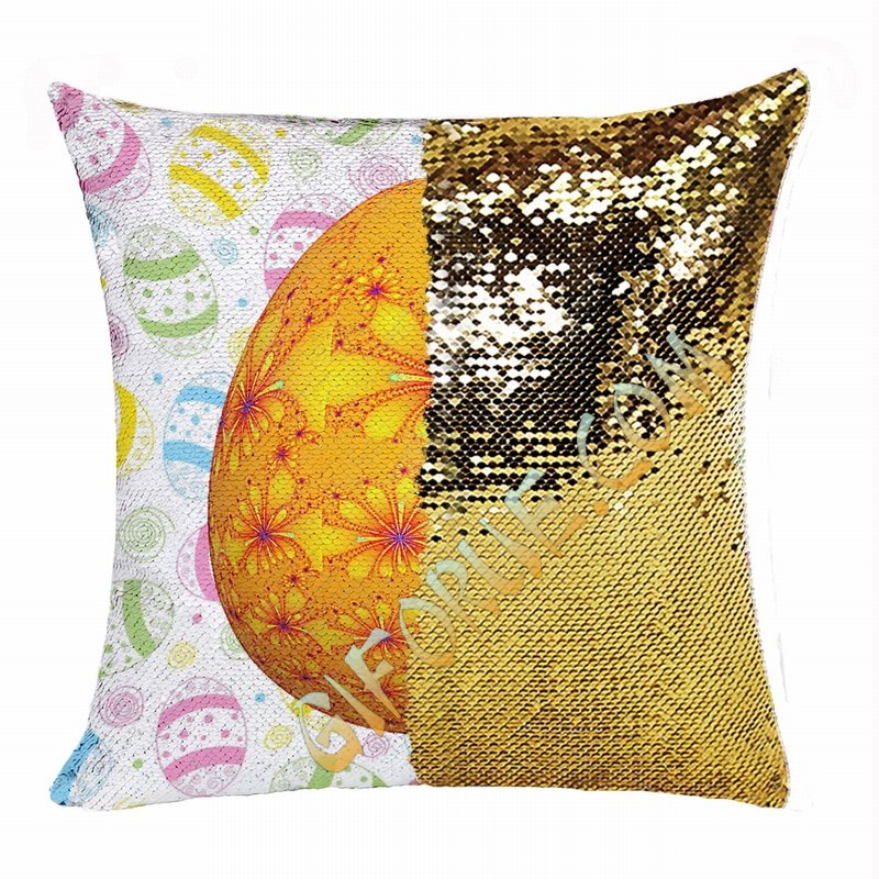 Easter Egg Orange Attractiv Present Sequin Pillow For Friends - Click Image to Close