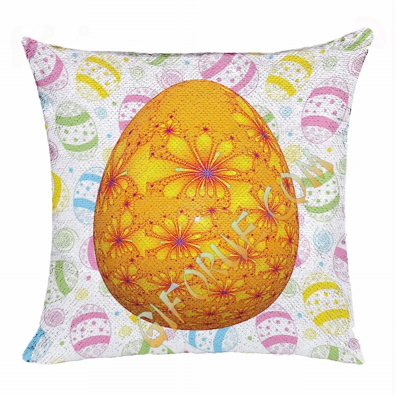 Easter Egg Orange Attractiv Present Sequin Pillow For Friends - Click Image to Close