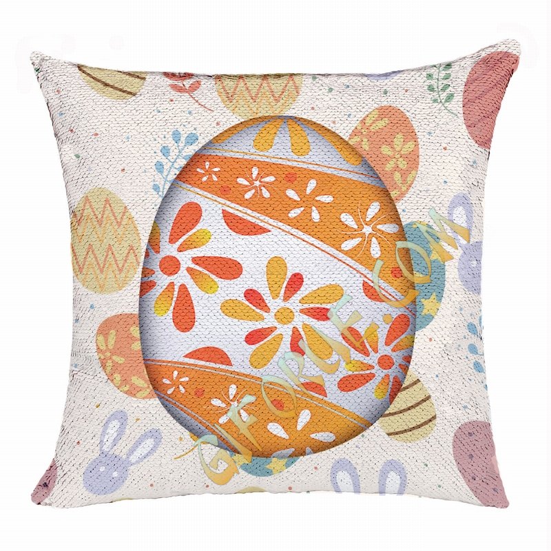 Easter Engraved Gift For Family Reversible Sequin Pillow - Click Image to Close